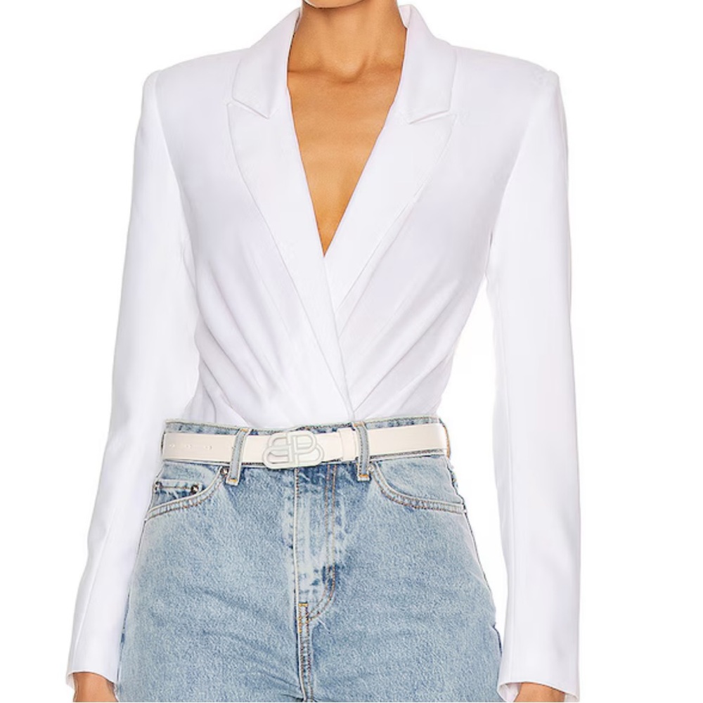 RtA Rare High End Wrap-Front Blazer Bodysuit Top